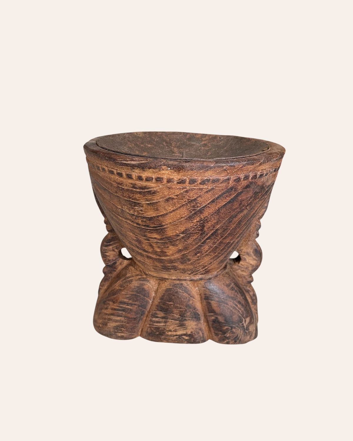 vintage wooden candle holder / planter / statue holder