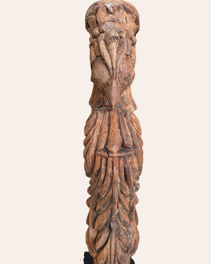 Vintage South Indian Hand-Carved Peacock on Iron Stand