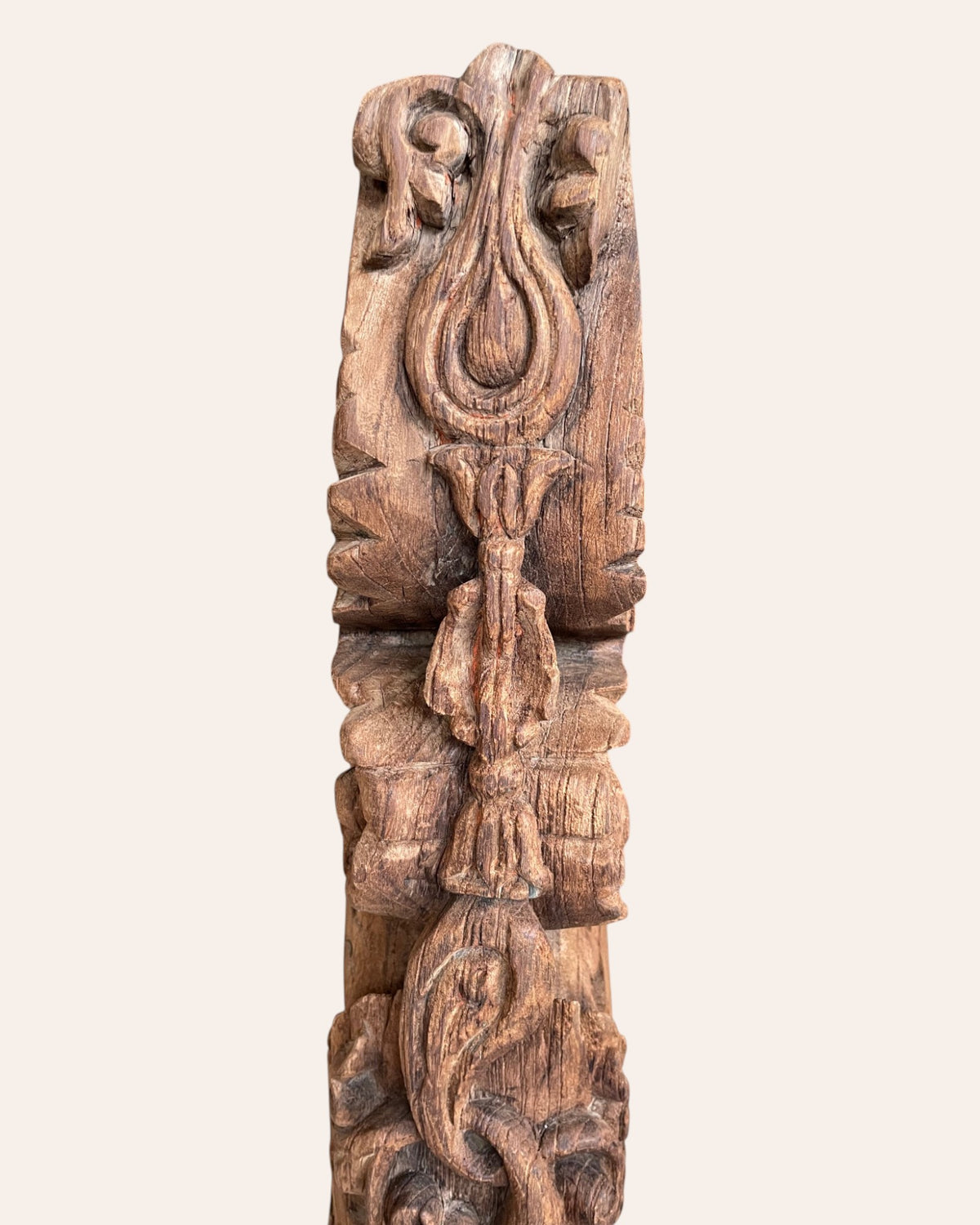 vintage hand-carved  yali bracket architectural support on iron stand