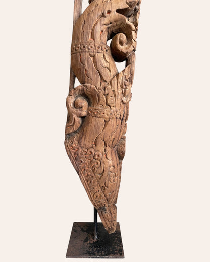 Vintage Hand-Carved  Yali bracket Architectural Support on Iron Stand