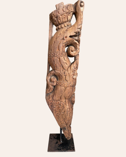 Vintage Hand-Carved  Yali bracket Architectural Support on Iron Stand