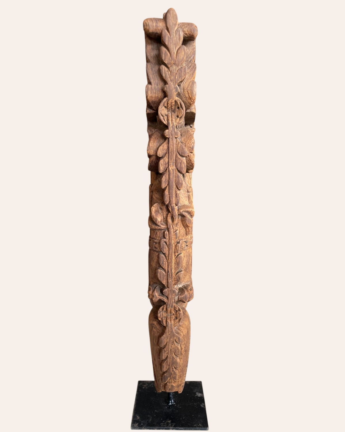 vintage hand-carved yali bracket on iron stand