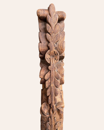 Vintage Hand-Carved Yali Bracket on Iron Stand