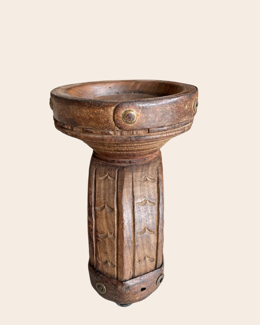 Vintage Candle Holder & Planter with Aged Iron Bands