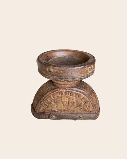 Vintage Candle Holder & Planter with Aged Iron Bands