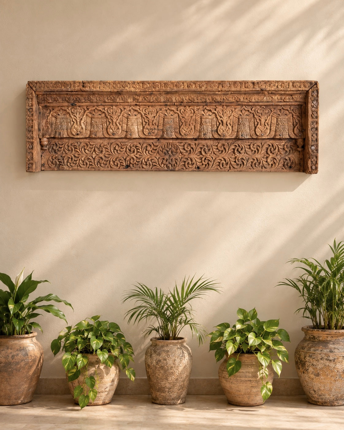 vintage hand-carved architectural wooden wall panel