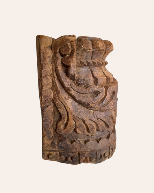 Vintage Hand-Carved Wooden Candle Holder