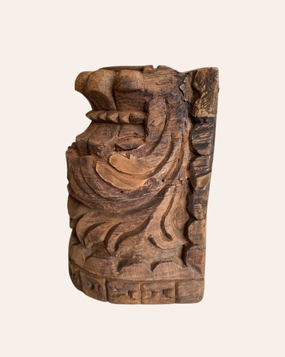 Vintage Hand-Carved Wooden Candle Holder