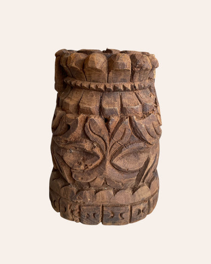 Vintage Hand-Carved Wooden Candle Holder
