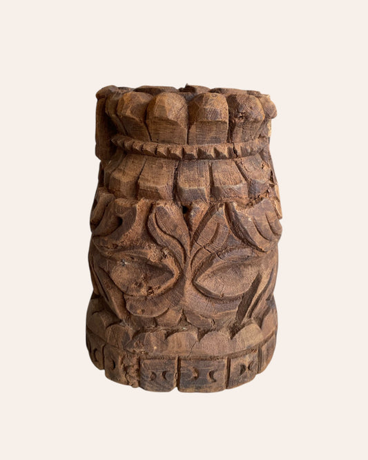 Vintage Hand-Carved Wooden Candle Holder