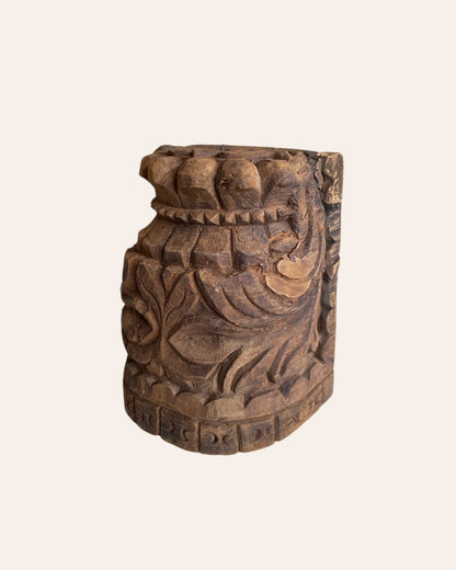 Vintage Hand-Carved Wooden Candle Holder