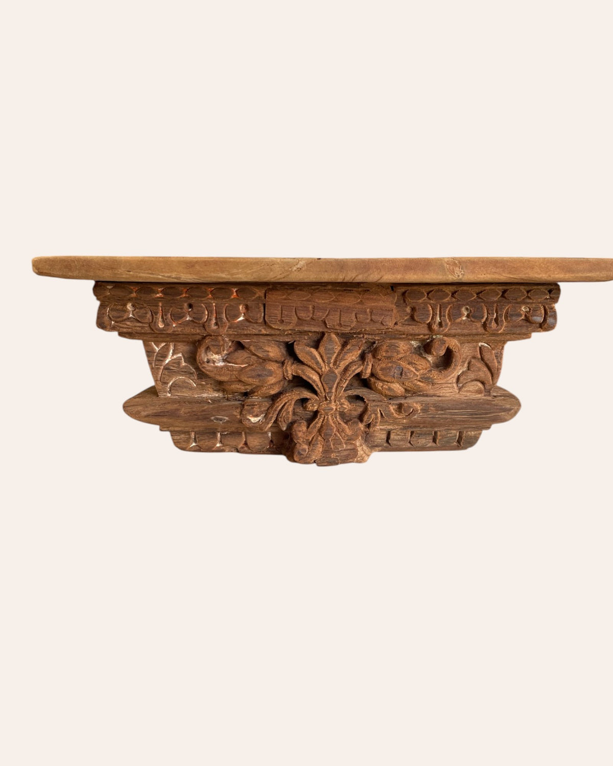 vintage hand-carved floral & leaf wall shelf