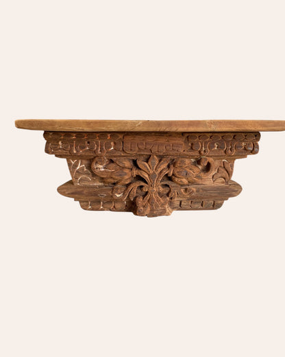 Vintage Hand-Carved Floral & Leaf Wall Shelf