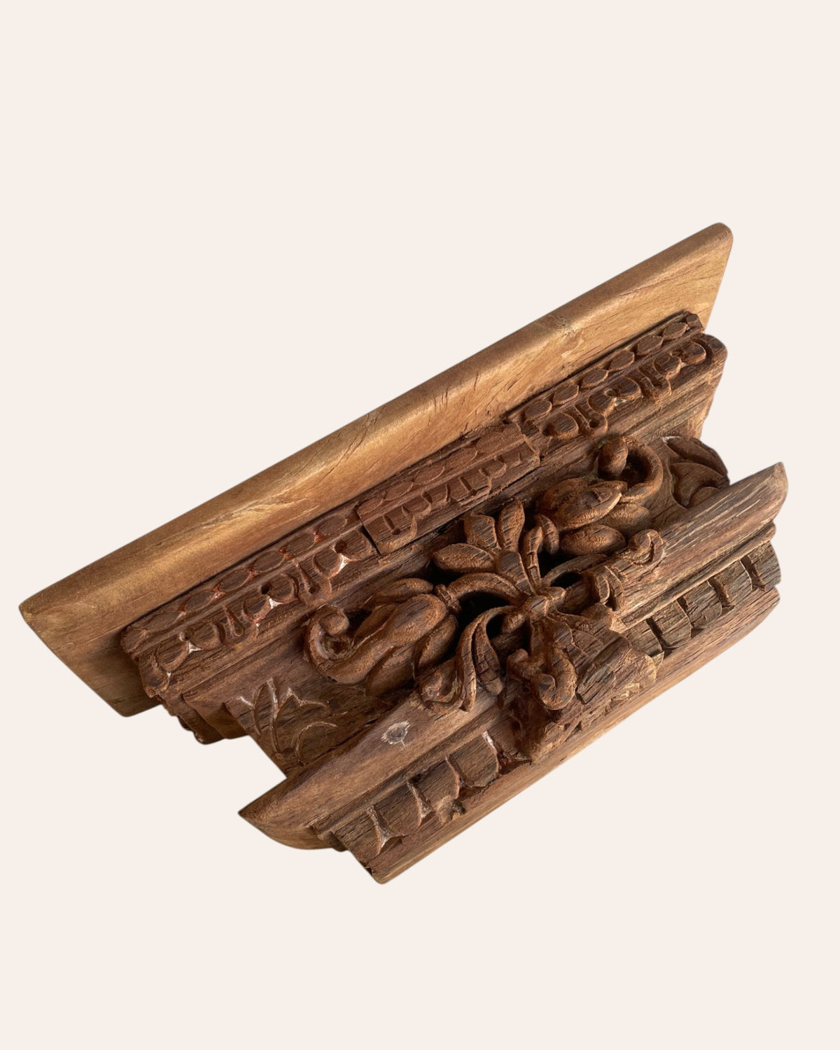 vintage hand-carved floral & leaf wall shelf