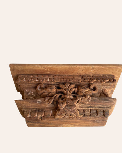 Vintage Hand-Carved Floral & Leaf Wall Shelf