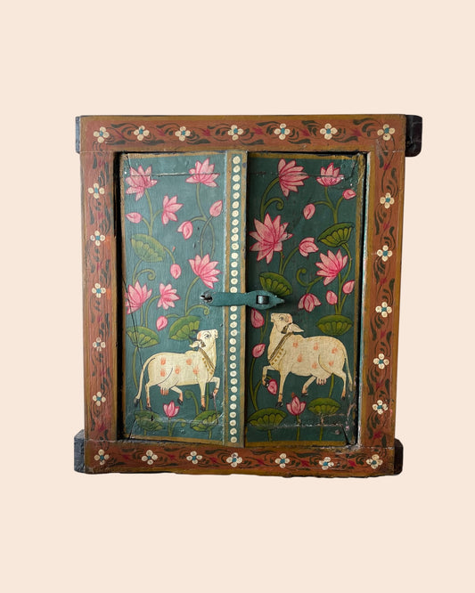 Vintage Rajasthani Hand-Painted Haveli Baari / Window Wall Décor