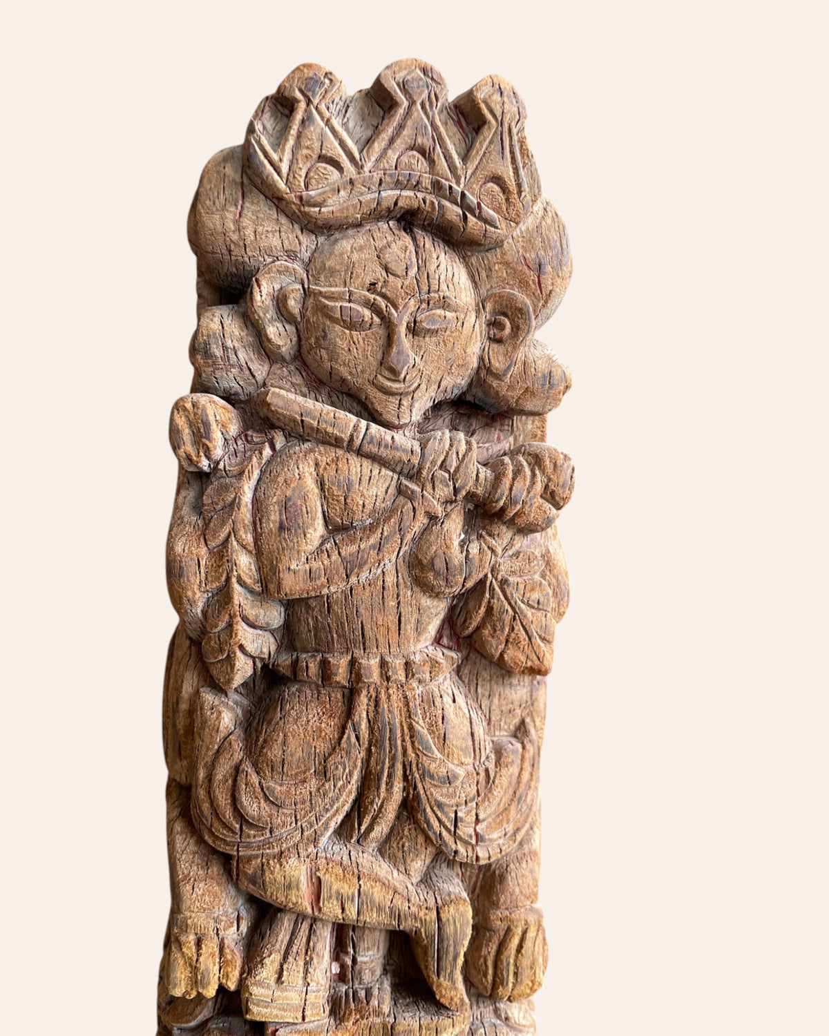 vintage hand-carved yali sculpture on iron stand