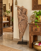 Vintage Hand-Carved Yali Sculpture on Iron Stand