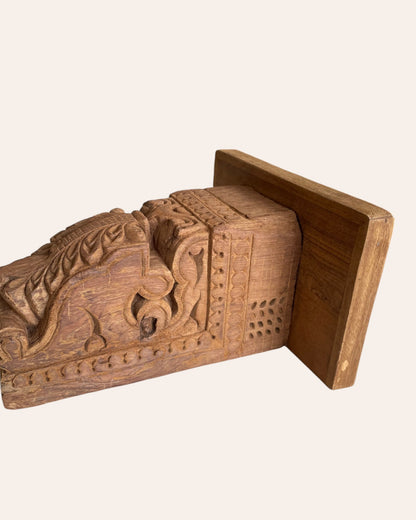 Vintage Floral Carved Wooden Wall Shelf / Bracket