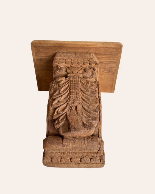 Vintage Floral Carved Wooden Wall Shelf / Bracket