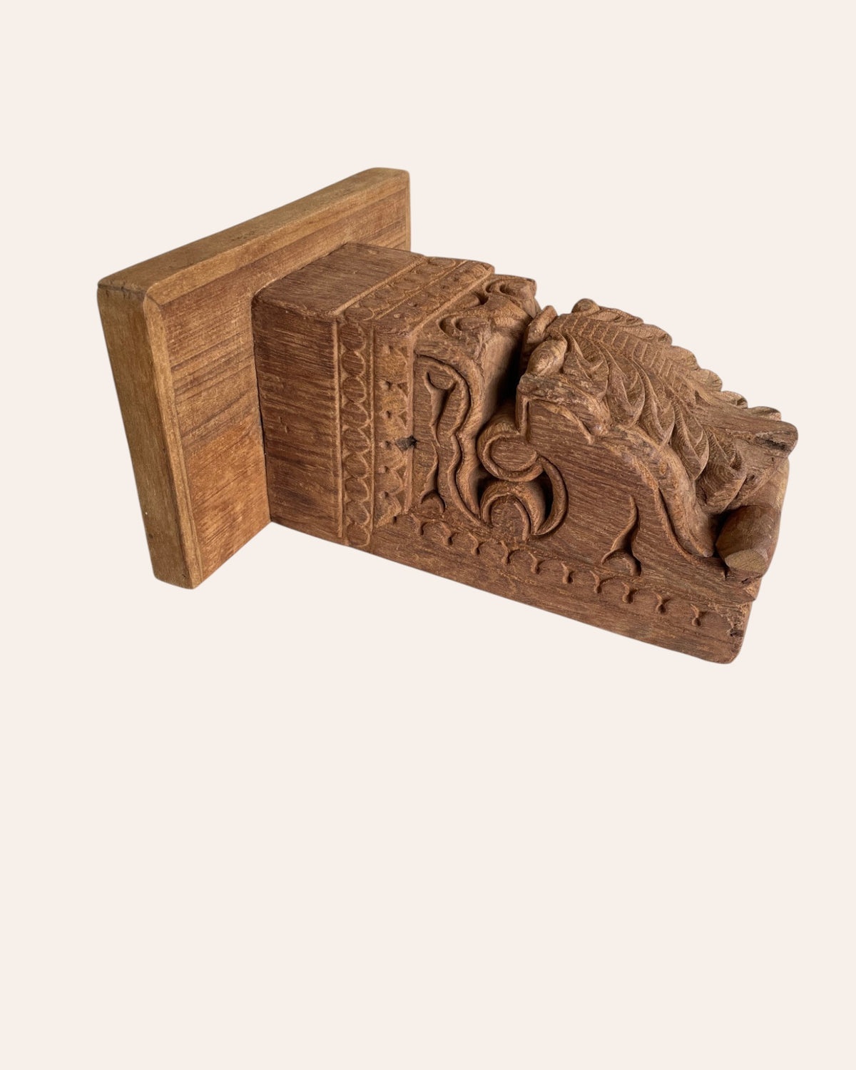 vintage floral carved wooden wall shelf / bracket
