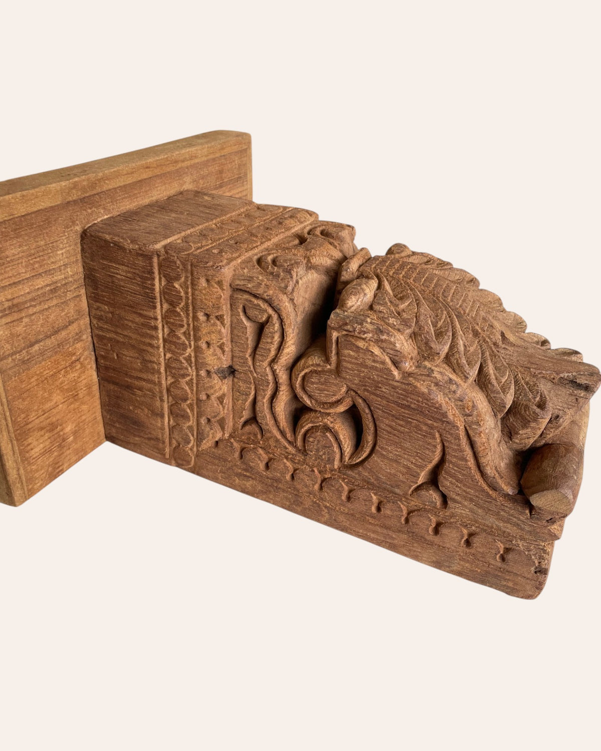 vintage floral carved wooden wall shelf / bracket