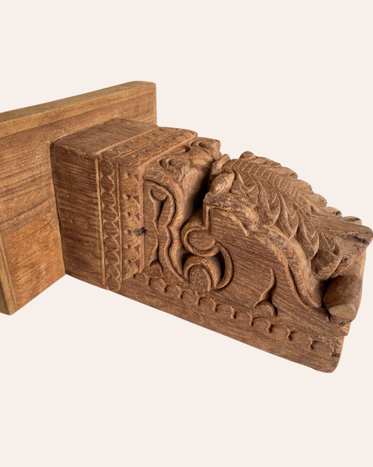 Vintage Floral Carved Wooden Wall Shelf / Bracket