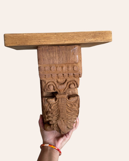 Vintage Floral Carved Wooden Wall Shelf / Bracket