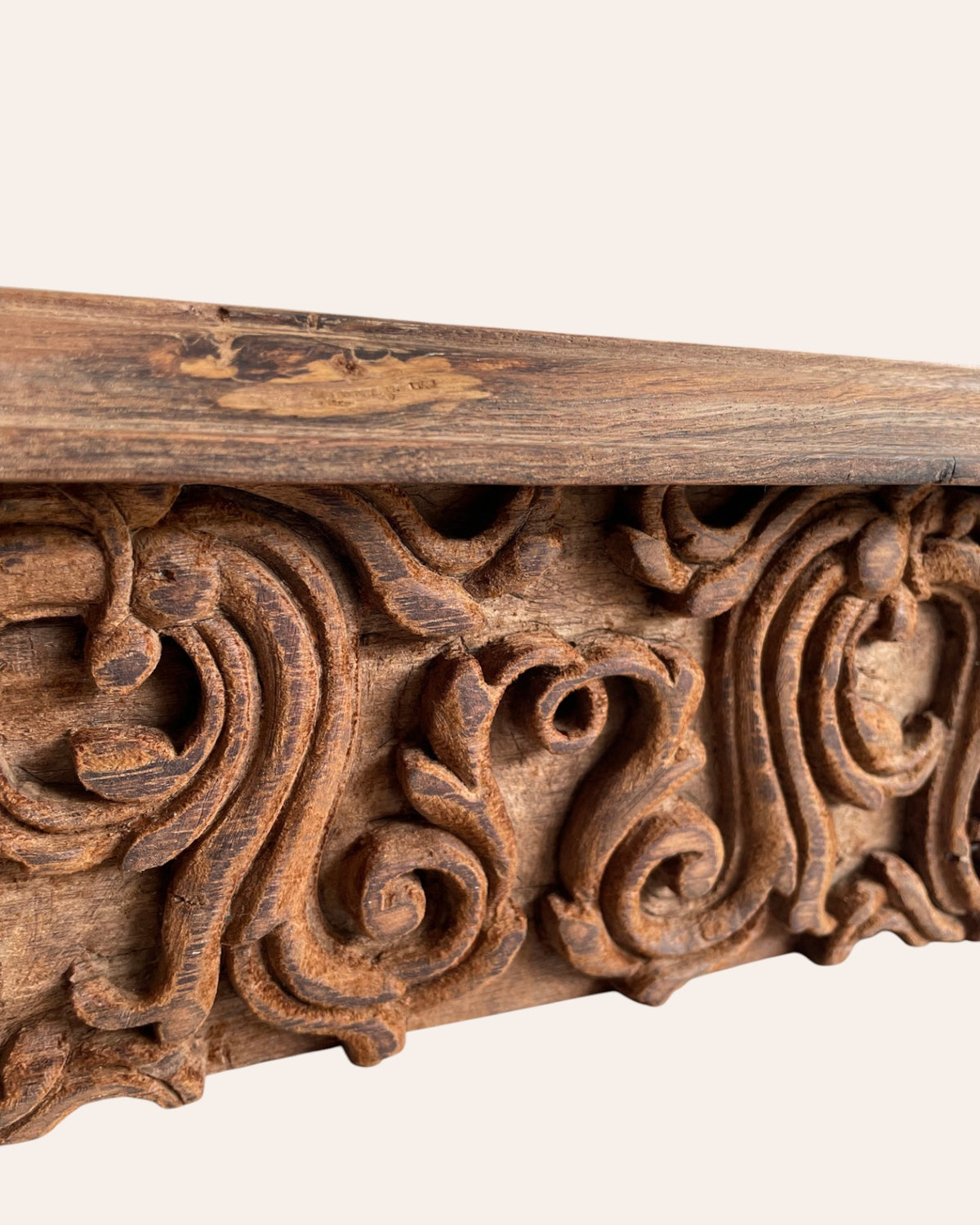vintage hand-carved scrollwork wooden wall shelf / bracket