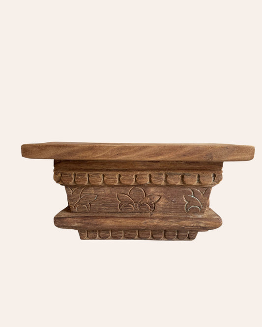 Vintage Hand-Carved Floral Wooden Corbel Wall Shelf