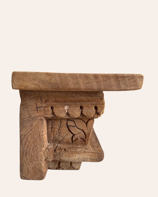 Vintage Hand-Carved Floral Wooden Corbel Wall Shelf