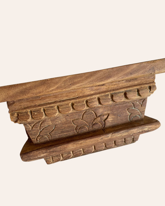 Vintage Hand-Carved Floral Wooden Corbel Wall Shelf