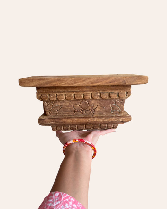 Vintage Hand-Carved Floral Wooden Corbel Wall Shelf