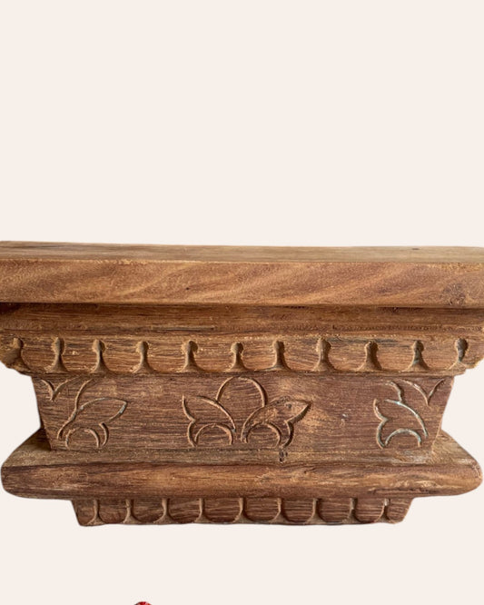 Vintage Hand-Carved Floral Wooden Corbel Wall Shelf