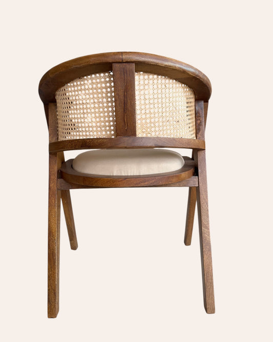 Handcrafted Wooden Cane Back Armchair