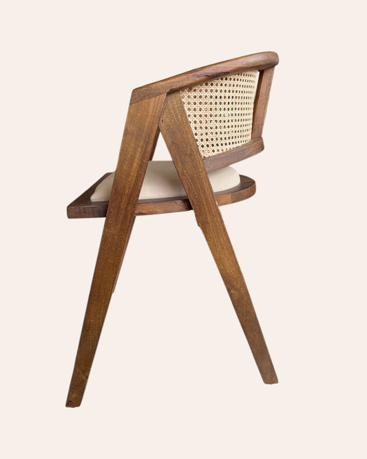 Handcrafted Wooden Cane Back Armchair