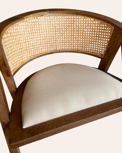 Handcrafted Wooden Cane Back Armchair
