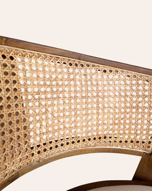Handcrafted Wooden Cane Back Armchair