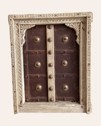 Vintage Hand-Carved Shekhawati Haveli Window with Opening Shutters