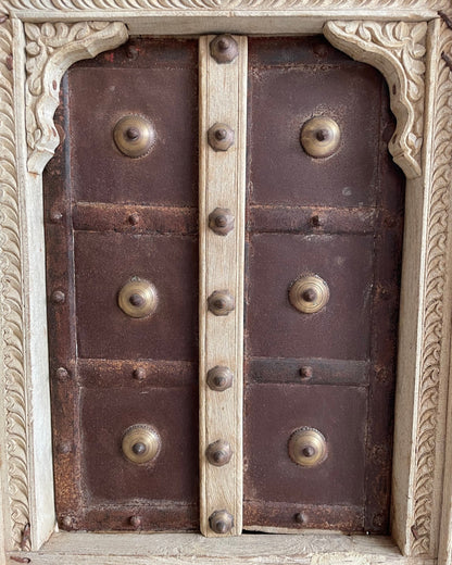 Vintage Hand-Carved Shekhawati Haveli Window with Opening Shutters
