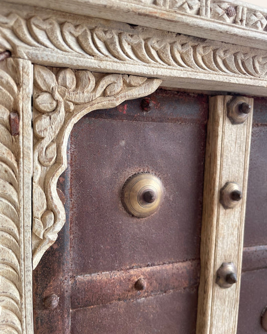Vintage Hand-Carved Shekhawati Haveli Window with Opening Shutters