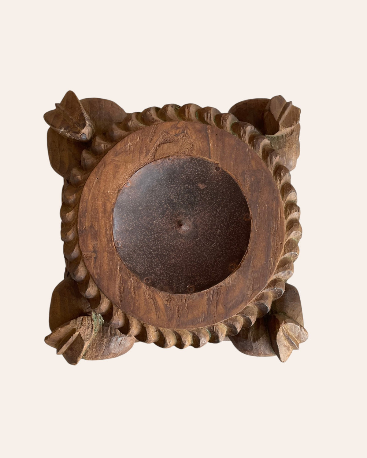 vintage gujarat hand-carved pillar base candle holder / planter
