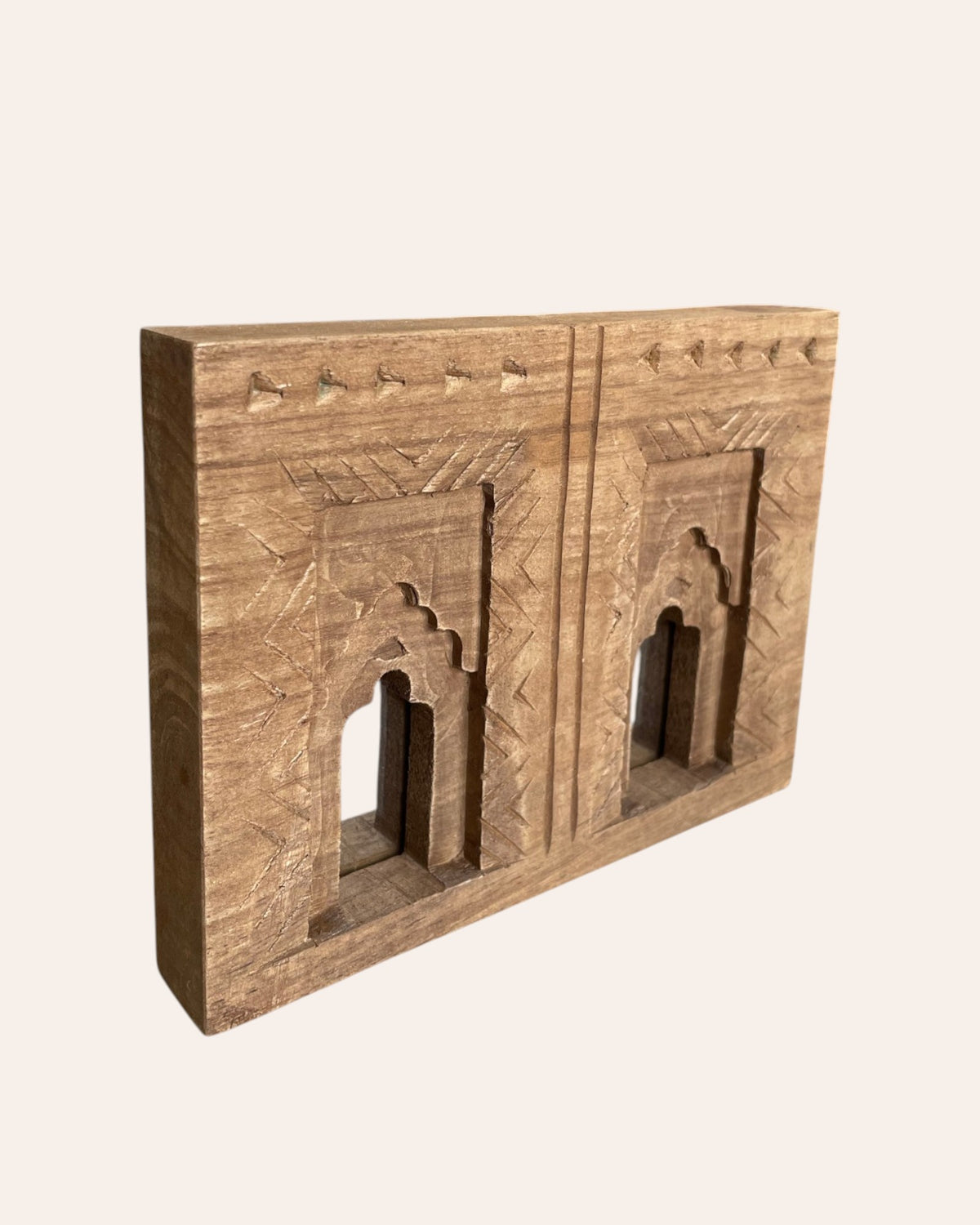 hand-carved wooden double mirror temple frame
