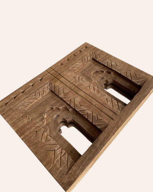 Hand-Carved Wooden Double Mirror Temple Frame
