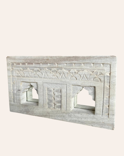 Vintage Indian Double Temple Arch Wall Mirror - Bleach Finish