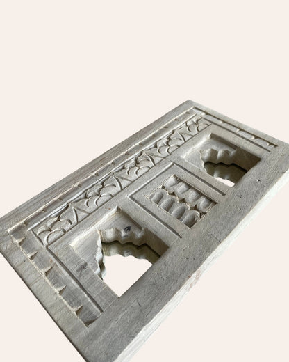 Vintage Indian Double Temple Arch Wall Mirror - Bleach Finish