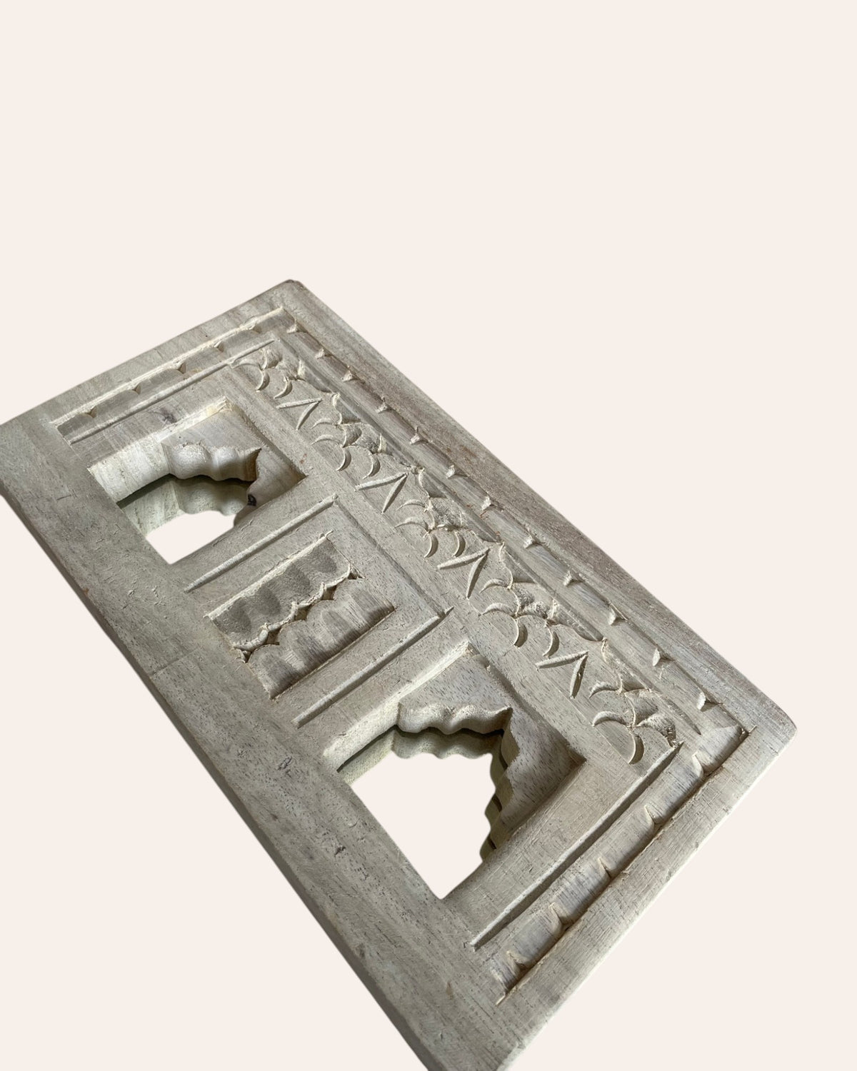 vintage indian double temple arch wall mirror - bleach finish