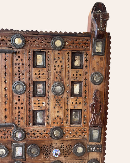 Old Gujarat Kutch Wooden Damchiya with Mirror Inlay with Traditional Chor Khana / Secret Storage