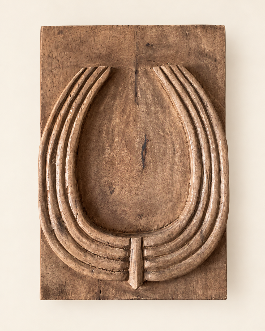 naga-inspired carved wooden wall décor panels – set of 6 / natural brown finish