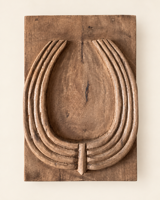 Naga-Inspired Carved Wooden Wall Décor Panels – Set of 6 / Natural Brown Finish